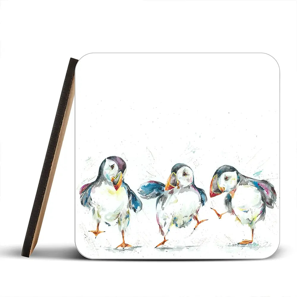 Three Puffins Coaster Set Three Puffins Coaster Set wall art product Nicola Jane Rowles