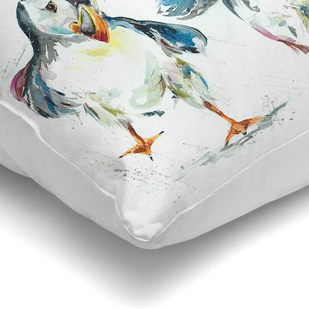Three Puffins Cushion Three Puffins Cushion wall art product Nicola Jane Rowles