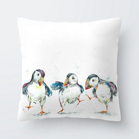 Three Puffins Cushion Three Puffins Cushion wall art product Nicola Jane Rowles