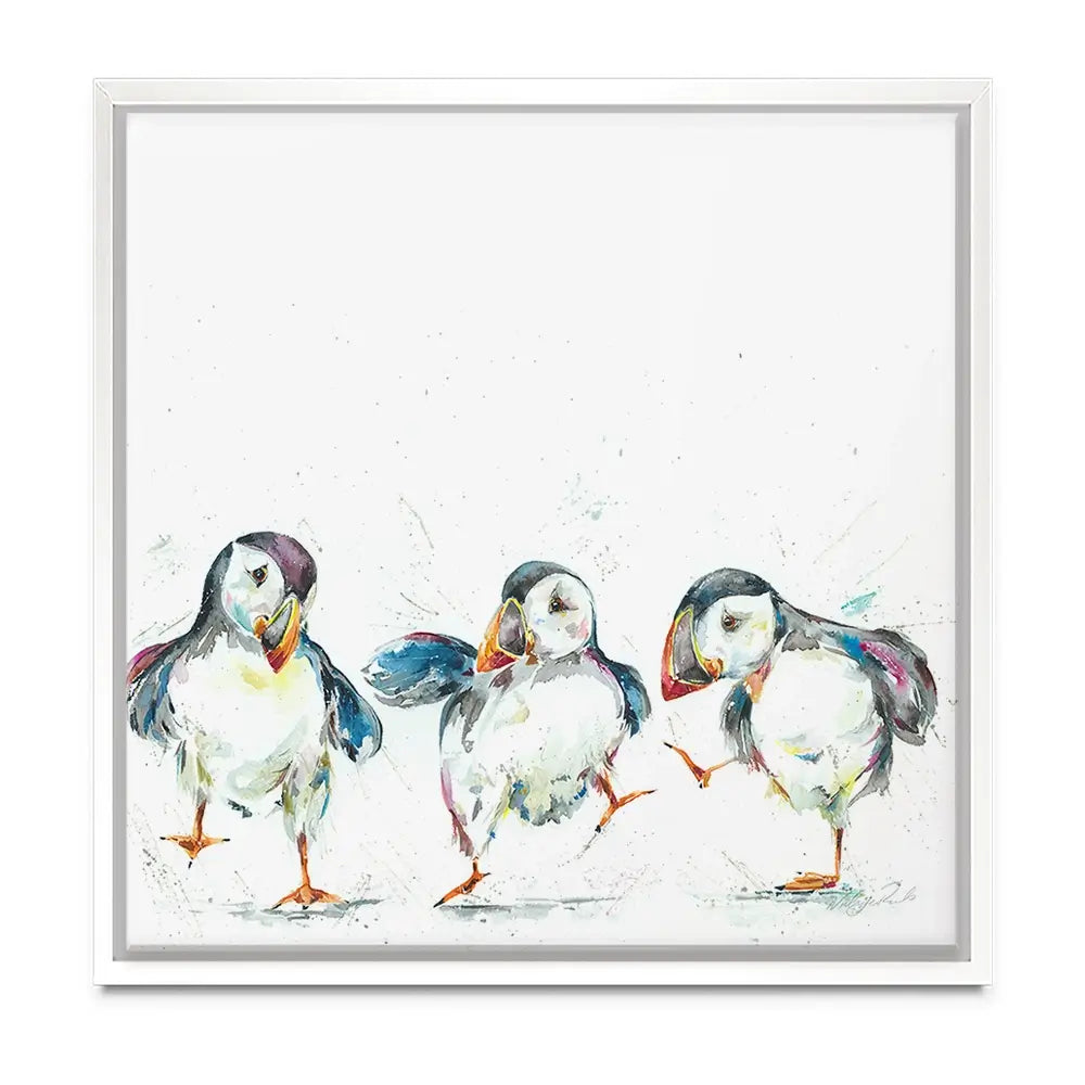 Three Puffins Oversized Canvas Print Three Puffins Oversized Canvas Print wall art product Art Print Shop