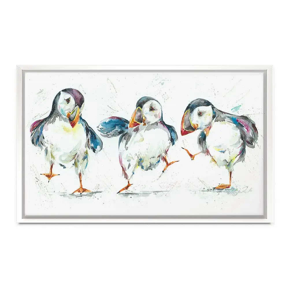 Three Puffins Oversized Canvas Print Three Puffins Oversized Canvas Print wall art product Art Print Shop
