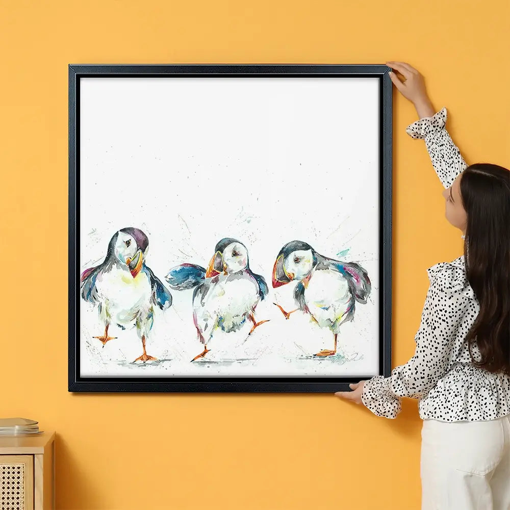 Three Puffins Oversized Canvas Print Three Puffins Oversized Canvas Print wall art product Art Print Shop