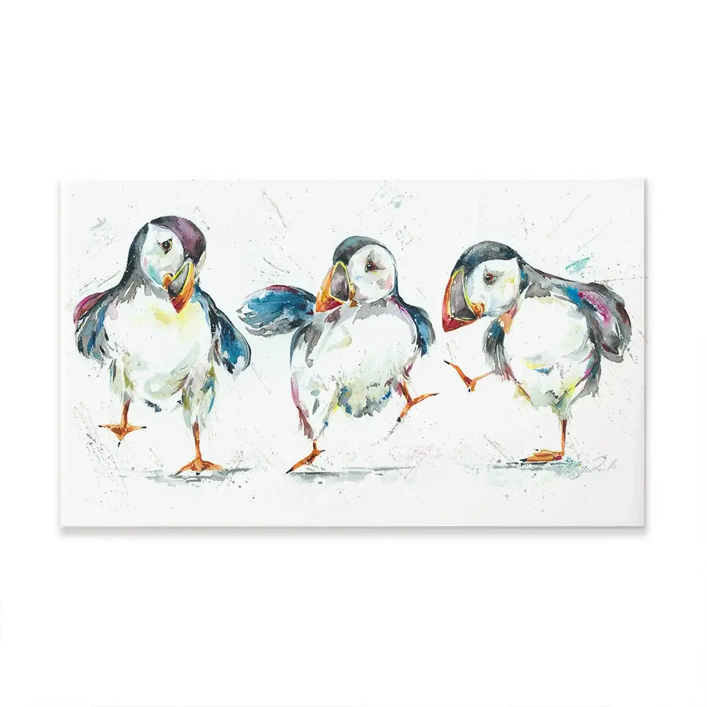 Three Puffins Oversized Canvas Print Three Puffins Oversized Canvas Print wall art product Art Print Shop