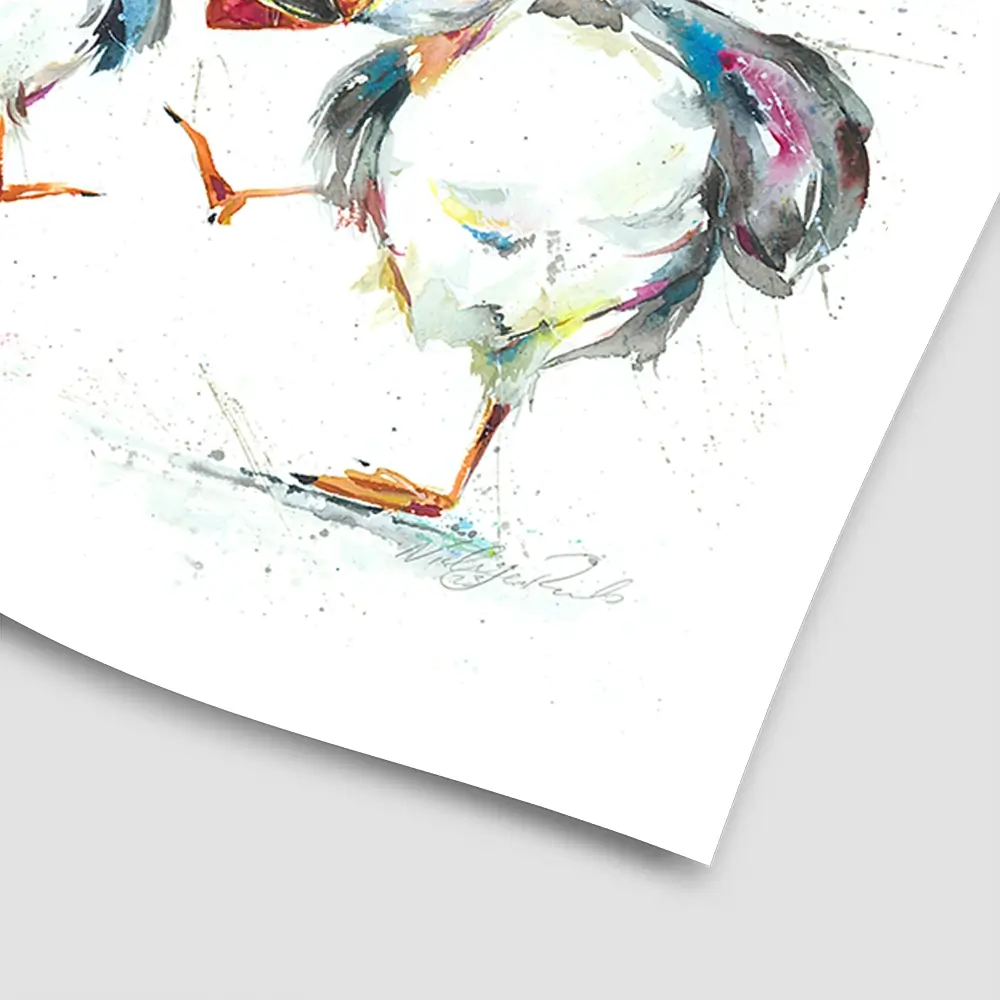 Three Puffins Square Art Print Three Puffins Square Art Print wall art product Nicola Jane Rowles