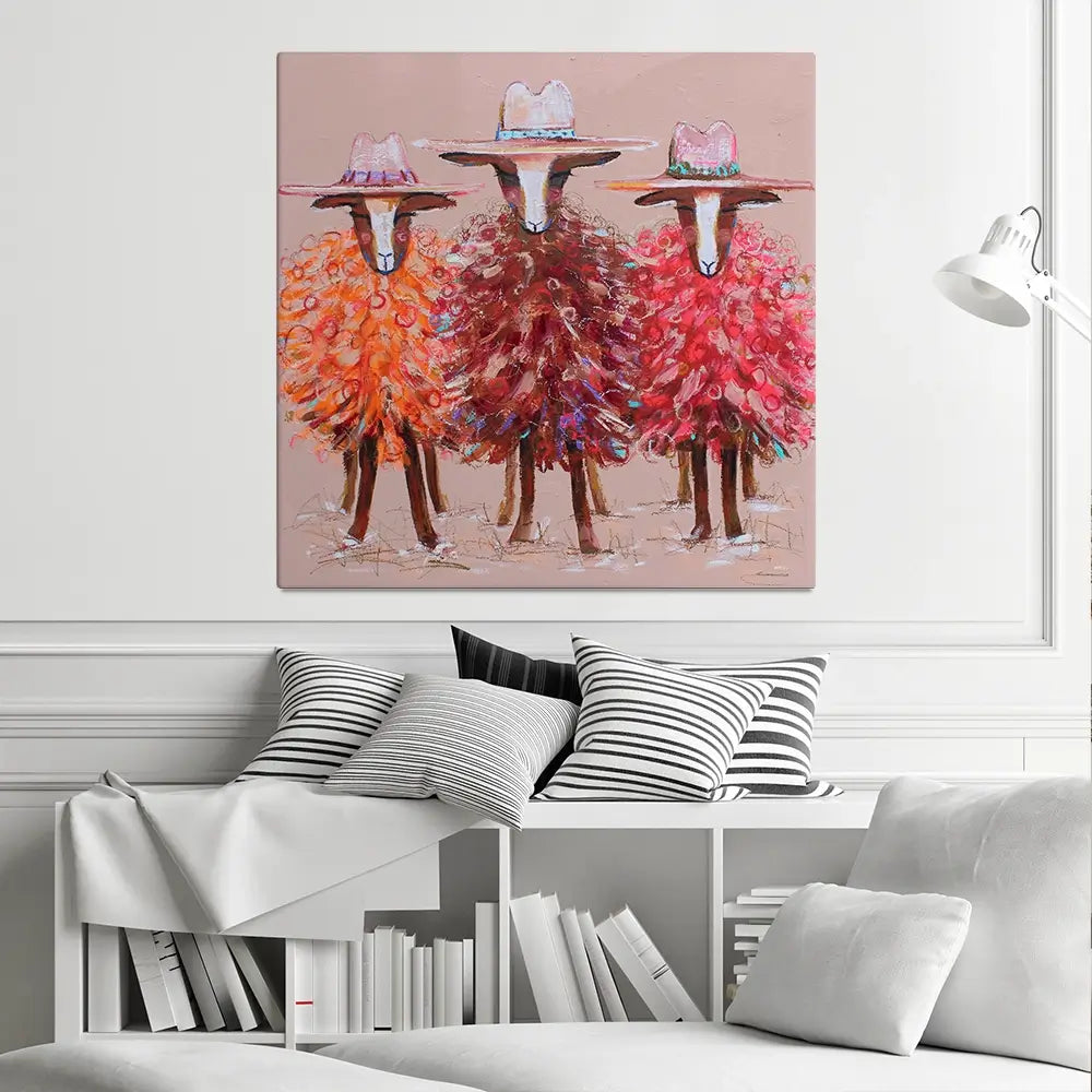 Three Sheep Square Canvas Print Three Sheep Square Canvas Print wall art product Studio Paint-Ing