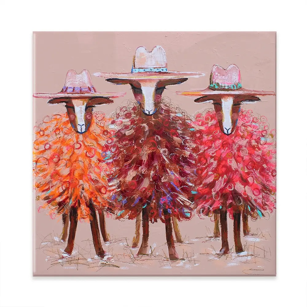 Three Sheep Square Canvas Print Three Sheep Square Canvas Print wall art product Studio Paint-Ing