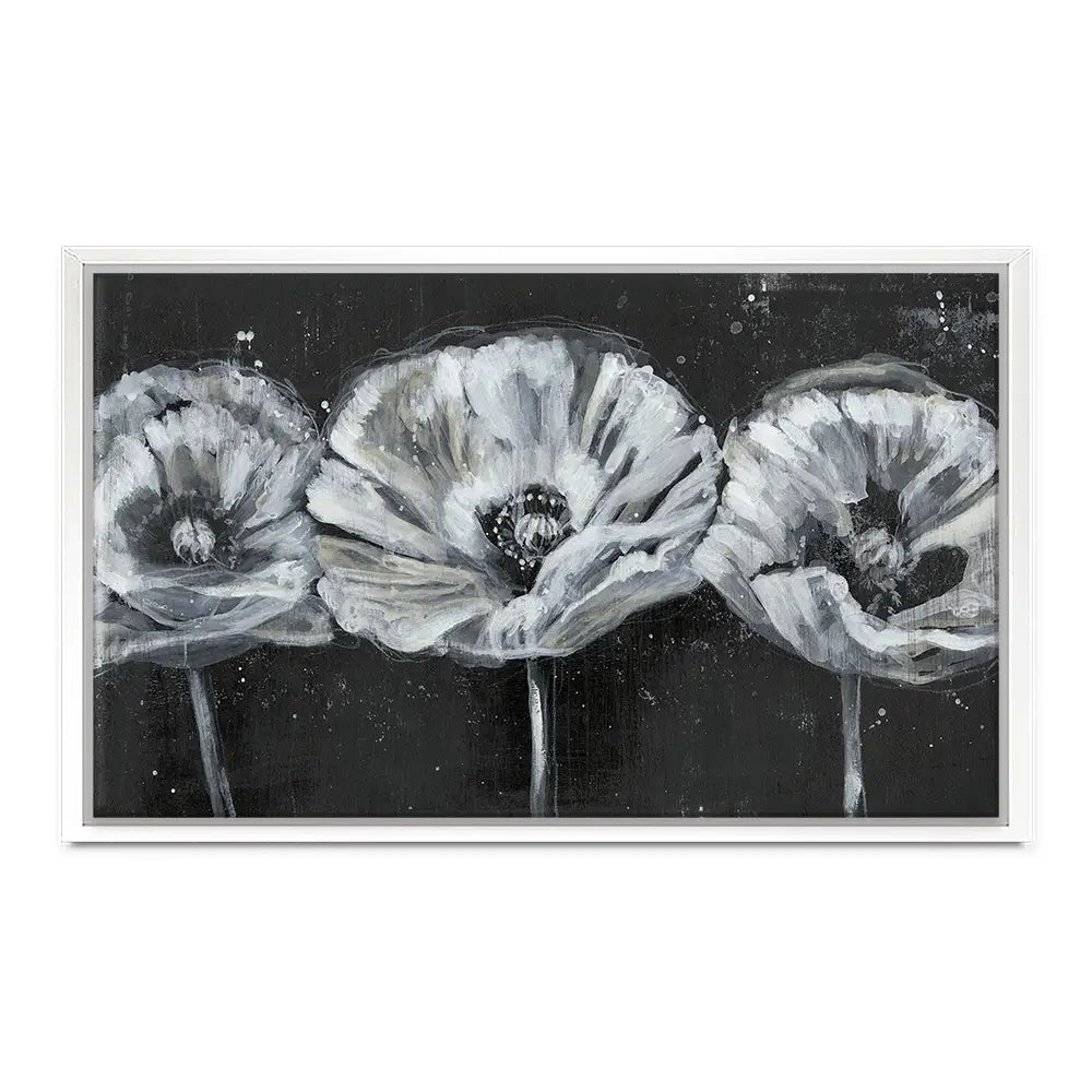 Three White Flowers Canvas Print Three White Flowers Canvas Print wall art product Jennifer Goldberger