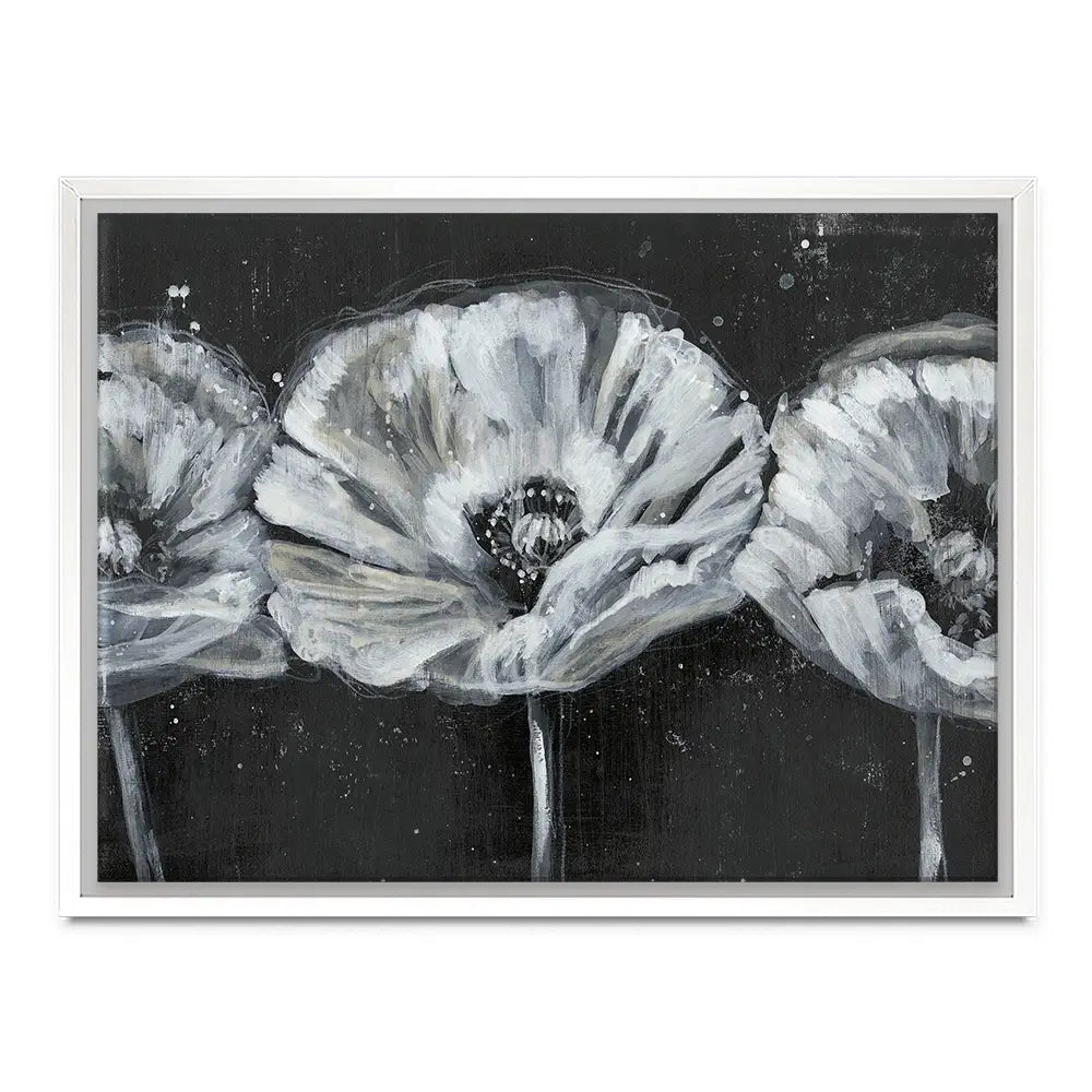 Three White Flowers Canvas Print Three White Flowers Canvas Print wall art product Jennifer Goldberger