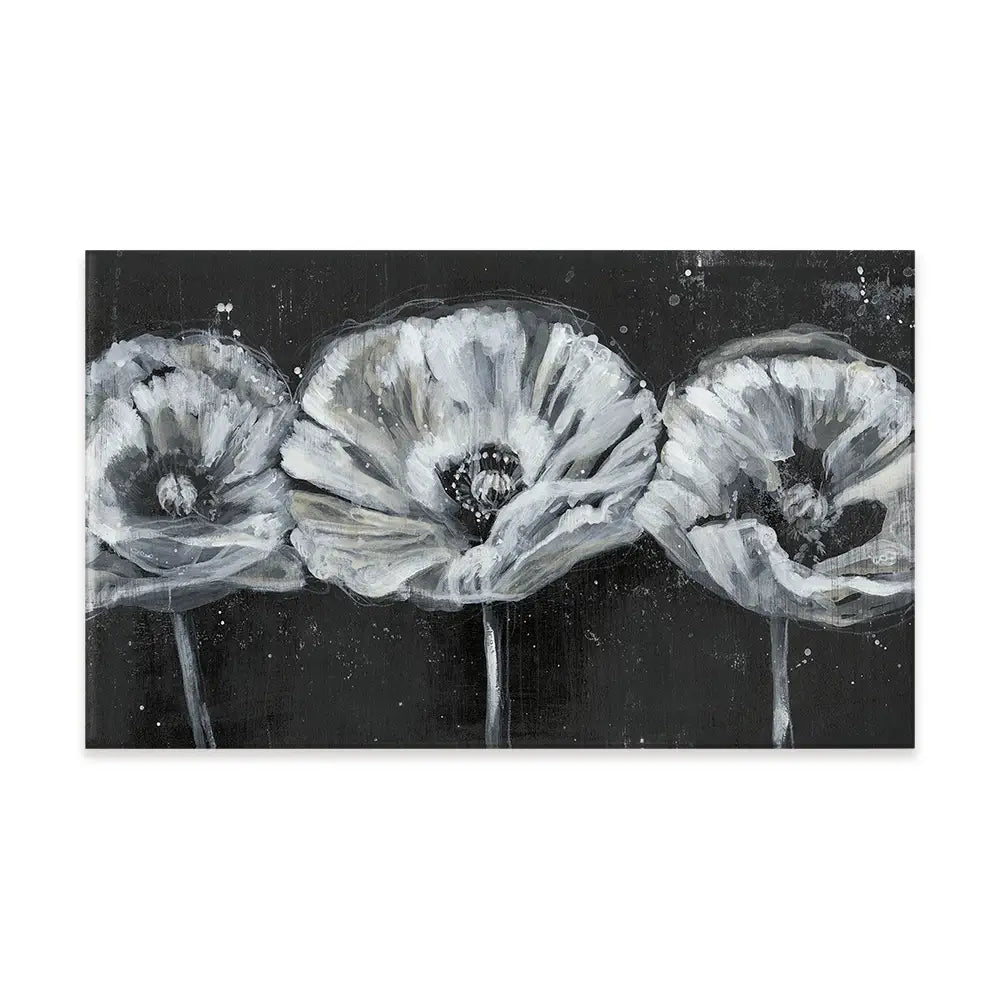 Three White Flowers Canvas Print Three White Flowers Canvas Print wall art product Jennifer Goldberger