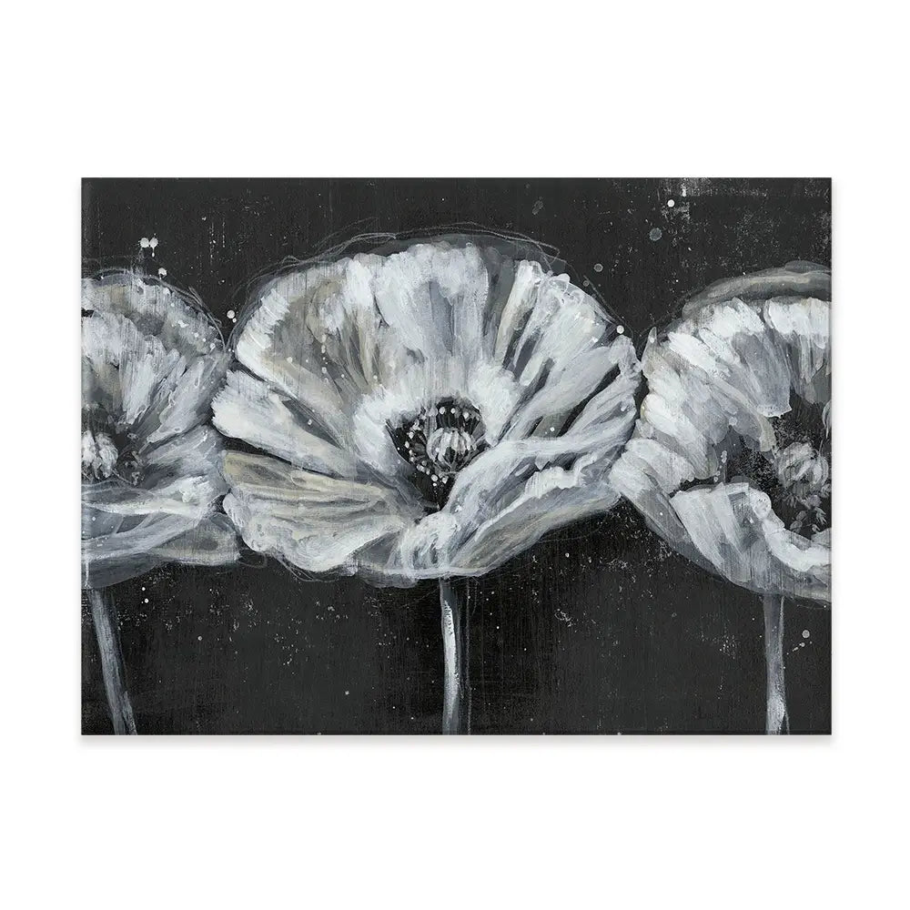 Three White Flowers Canvas Print Three White Flowers Canvas Print wall art product Jennifer Goldberger