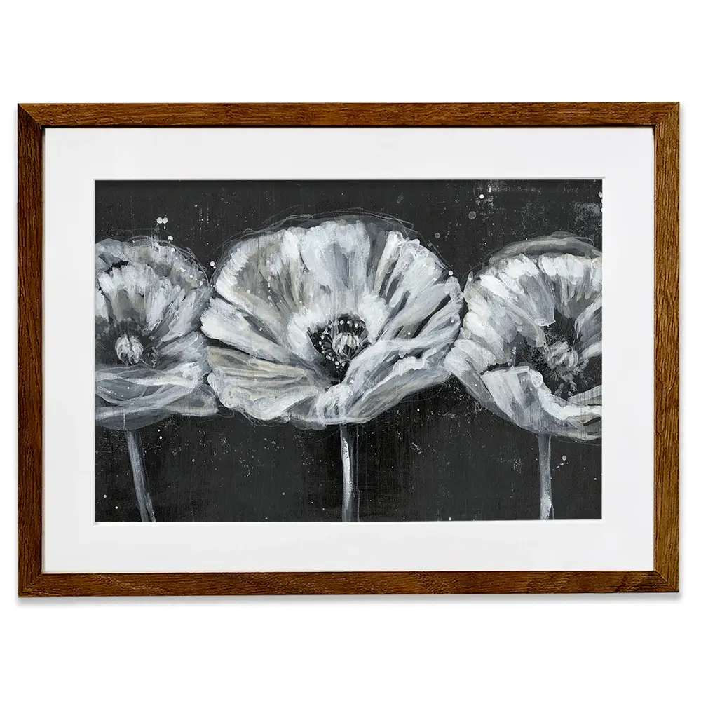 Three White Flowers Framed Art Print Three White Flowers Framed Art Print wall art product Jennifer Goldberger