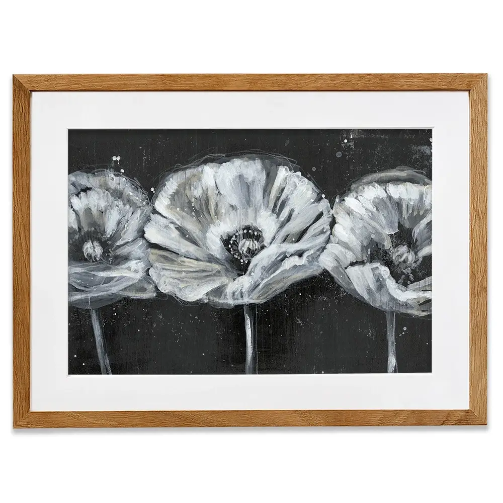 Three White Flowers Framed Art Print Three White Flowers Framed Art Print wall art product Jennifer Goldberger