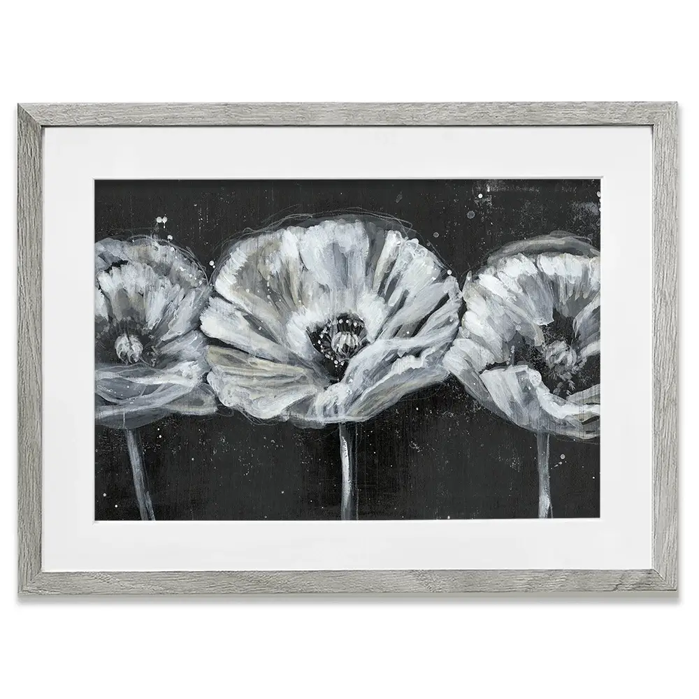 Three White Flowers Framed Art Print Three White Flowers Framed Art Print wall art product Jennifer Goldberger