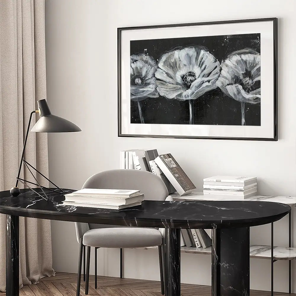 Three White Flowers Framed Art Print Three White Flowers Framed Art Print wall art product Jennifer Goldberger