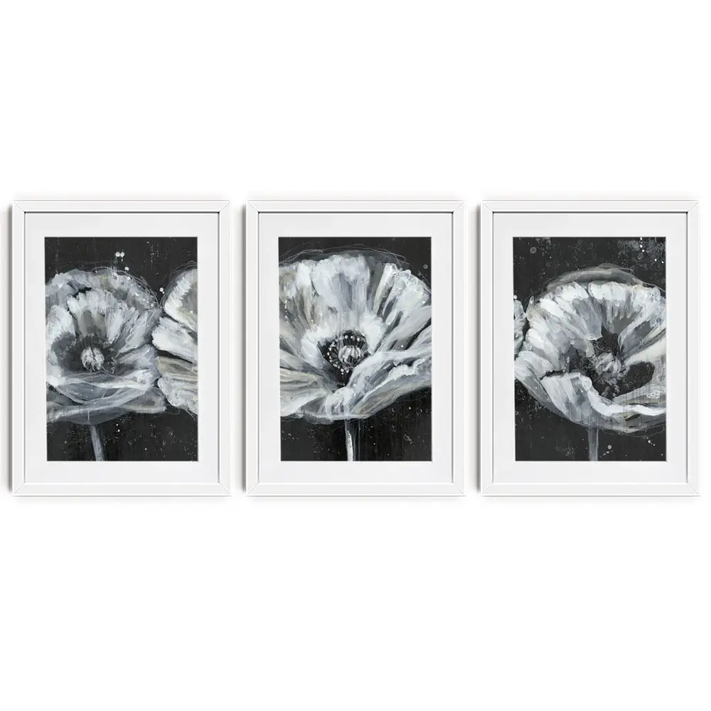 Three White Flowers Framed Art Print Trio Three White Flowers Framed Art Print Trio wall art product Jennifer Goldberger