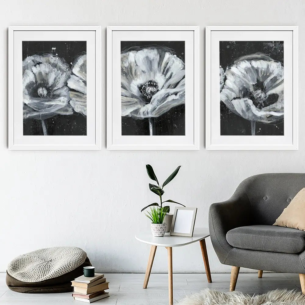 Three White Flowers Framed Art Print Trio Three White Flowers Framed Art Print Trio wall art product Jennifer Goldberger
