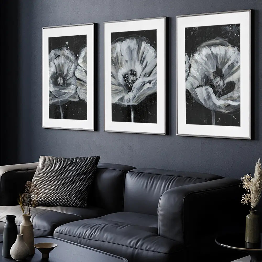 Three White Flowers Framed Art Print Trio Three White Flowers Framed Art Print Trio wall art product Jennifer Goldberger