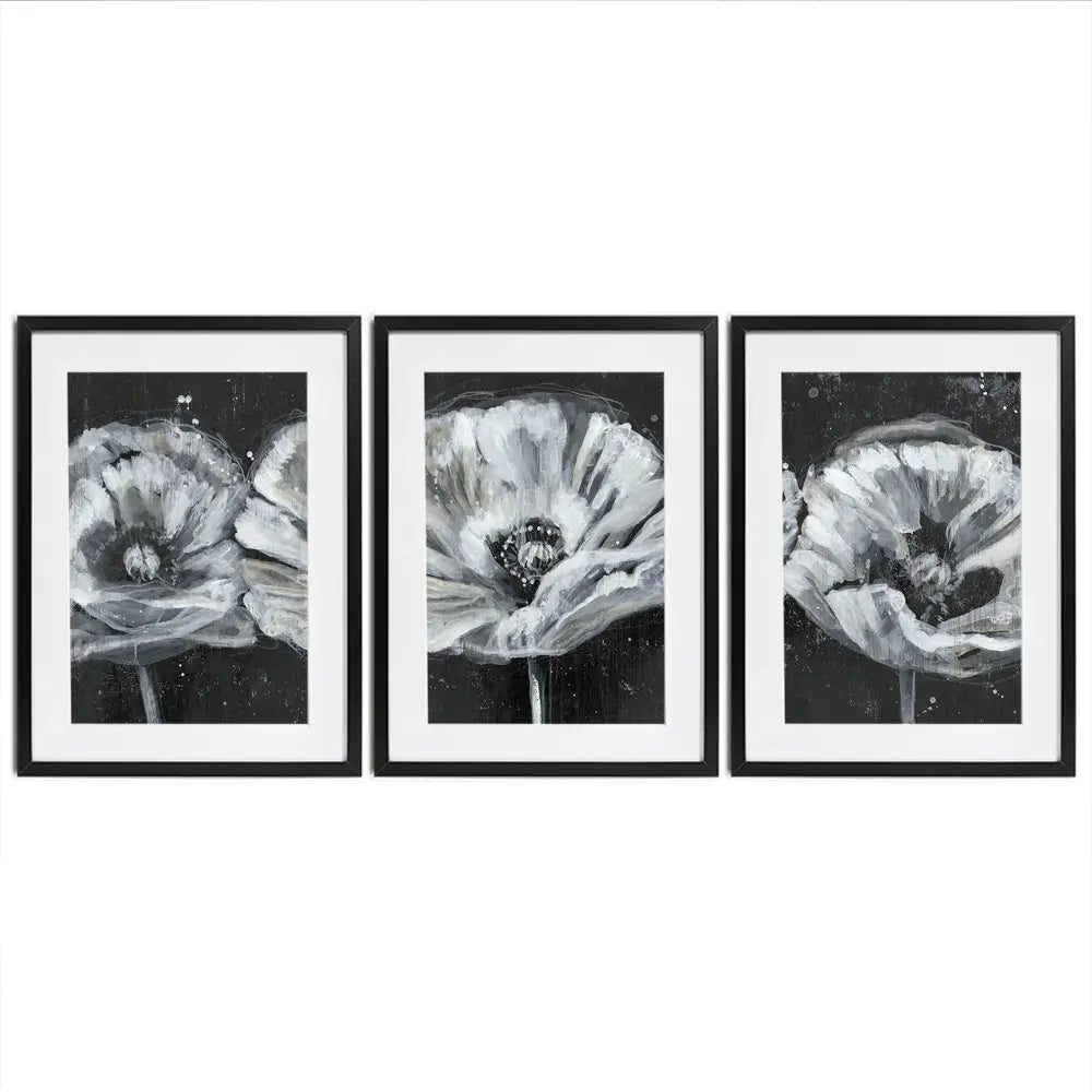 Three White Flowers Framed Art Print Trio Three White Flowers Framed Art Print Trio wall art product Jennifer Goldberger