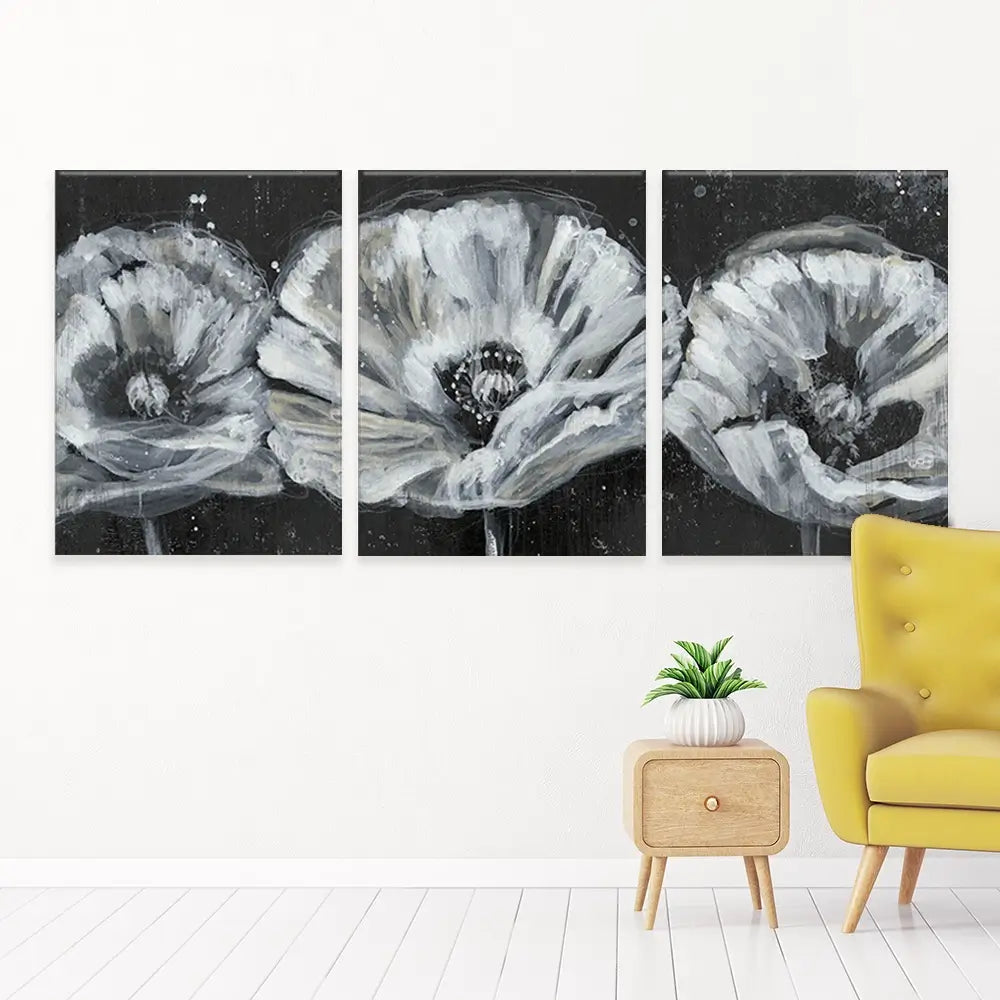 Three White Flowers Trio Canvas Print Three White Flowers Trio Canvas Print wall art product Jennifer Goldberger