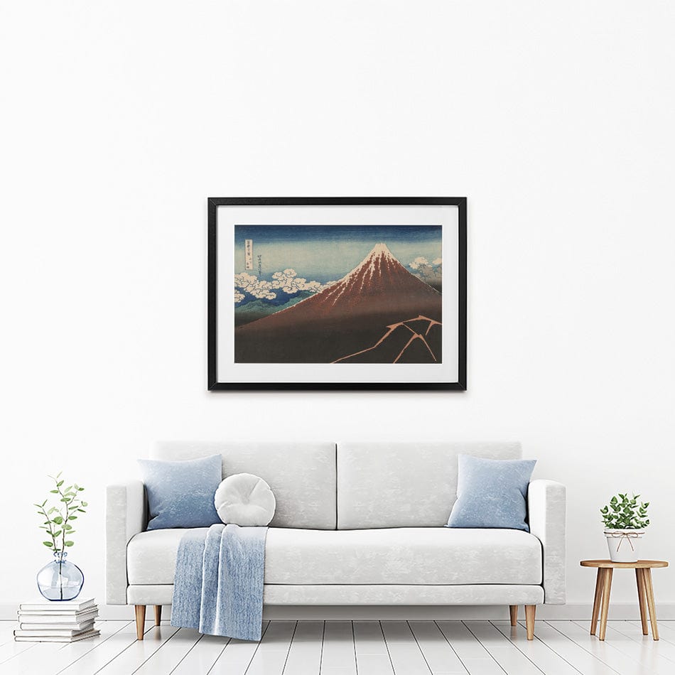 Thunderstorm Beneath The Summit Framed Art Print wall art product Katsushika Hokusai
