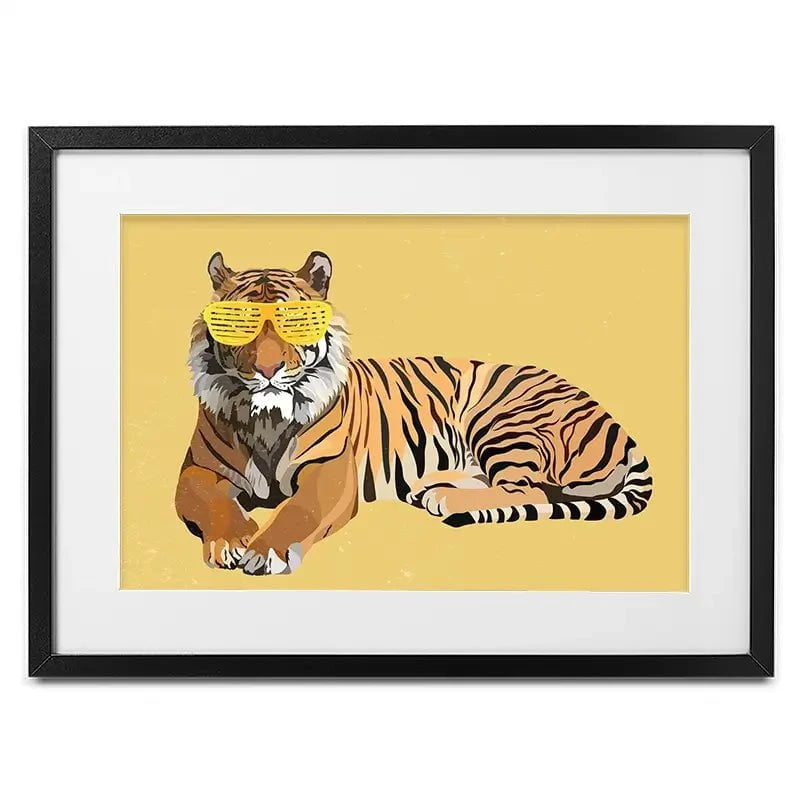 Tiger In Yellow Framed Art Print Tiger In Yellow Framed Art Print wall art product Sarah Manovski