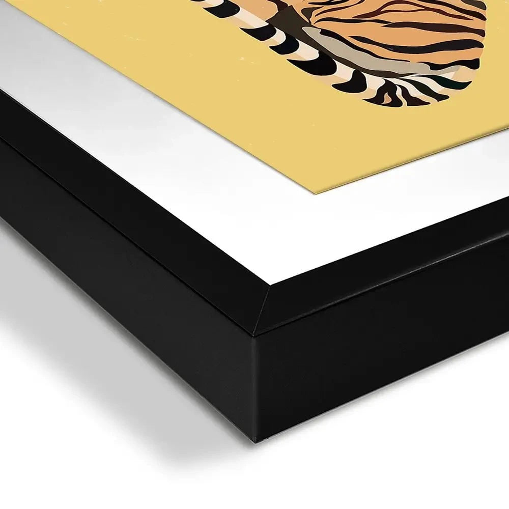 Tiger In Yellow Framed Art Print Tiger In Yellow Framed Art Print wall art product Sarah Manovski