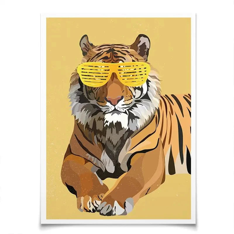 Tiger In Yellow Portrait Art Print Tiger In Yellow Portrait Art Print wall art product Sarah Manovski