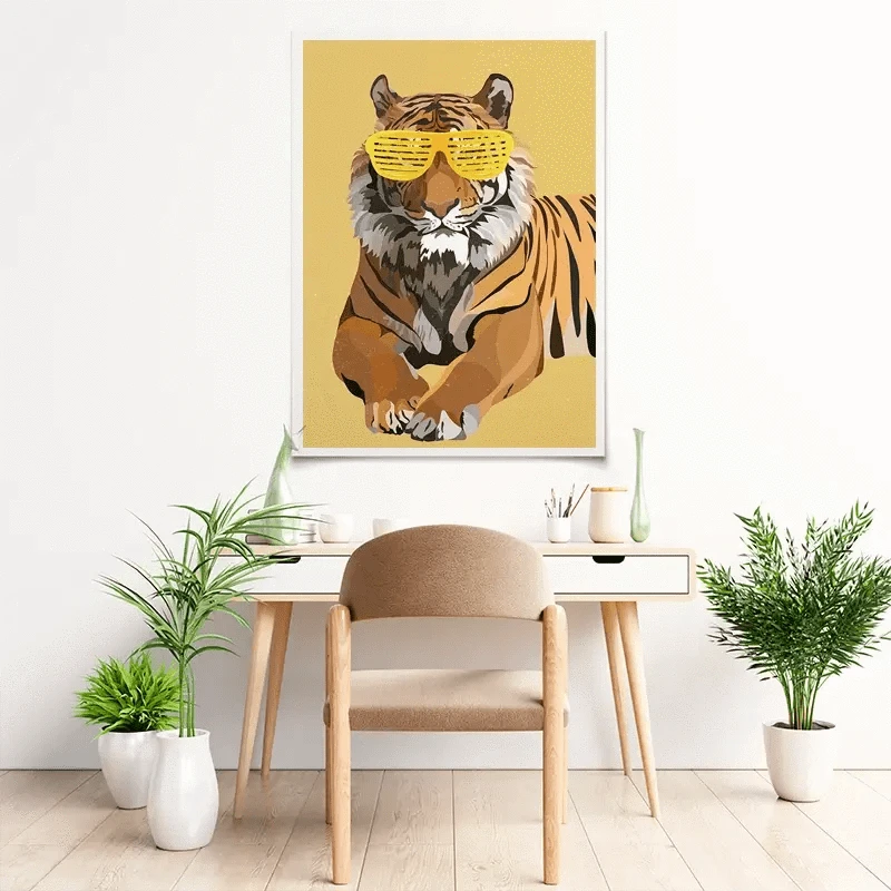 Tiger In Yellow Portrait Art Print Tiger In Yellow Portrait Art Print wall art product Sarah Manovski