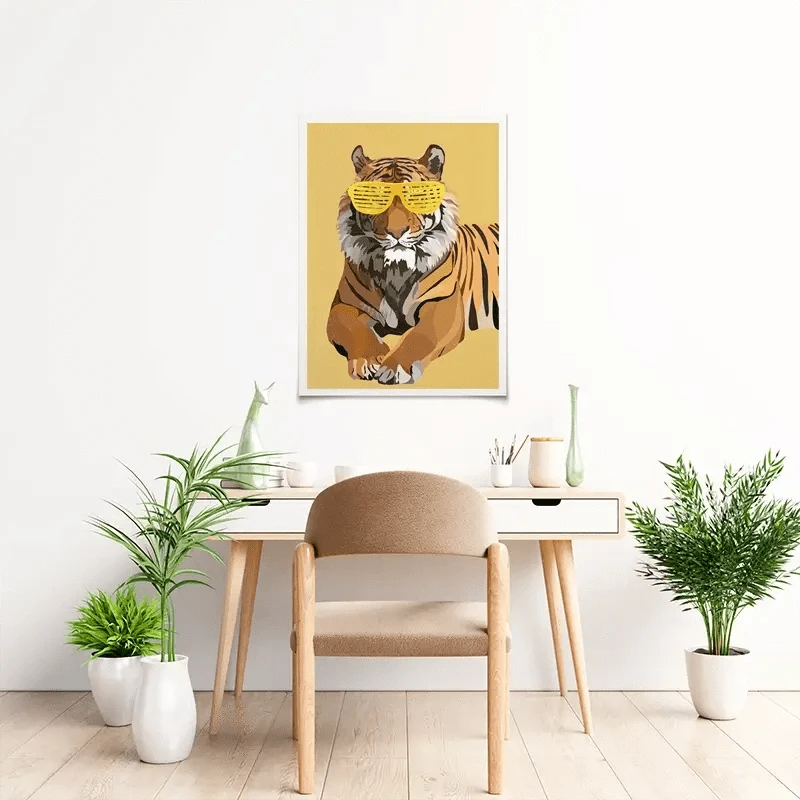 Tiger In Yellow Portrait Art Print Tiger In Yellow Portrait Art Print wall art product Sarah Manovski