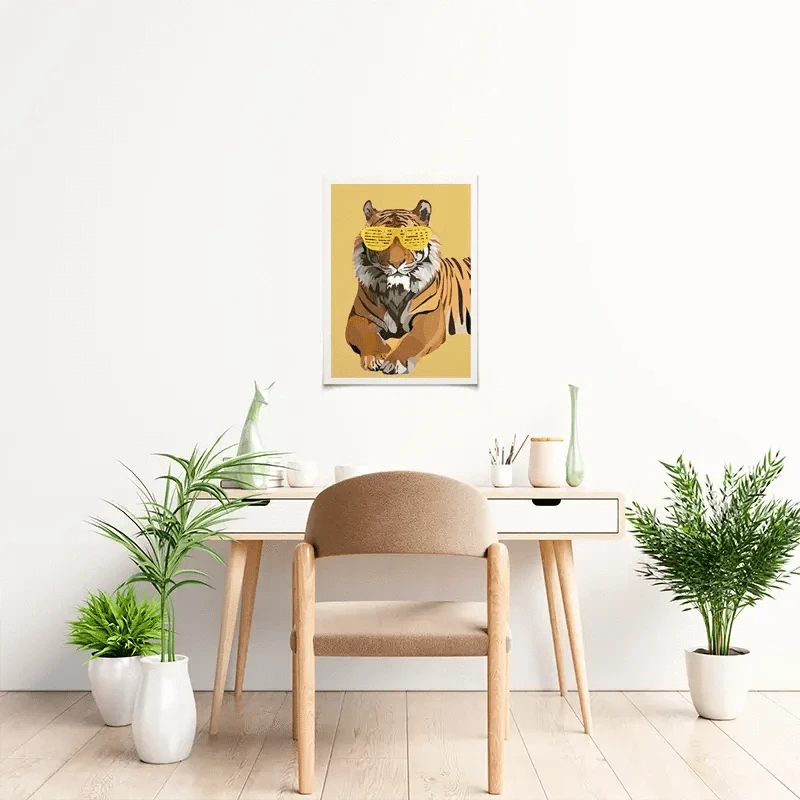 Tiger In Yellow Portrait Art Print Tiger In Yellow Portrait Art Print wall art product Sarah Manovski