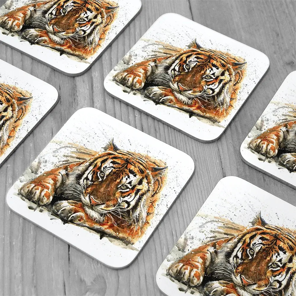 Tiger Paint Splash Coaster Set Tiger Paint Splash Coaster Set wall art product Art Print Shop