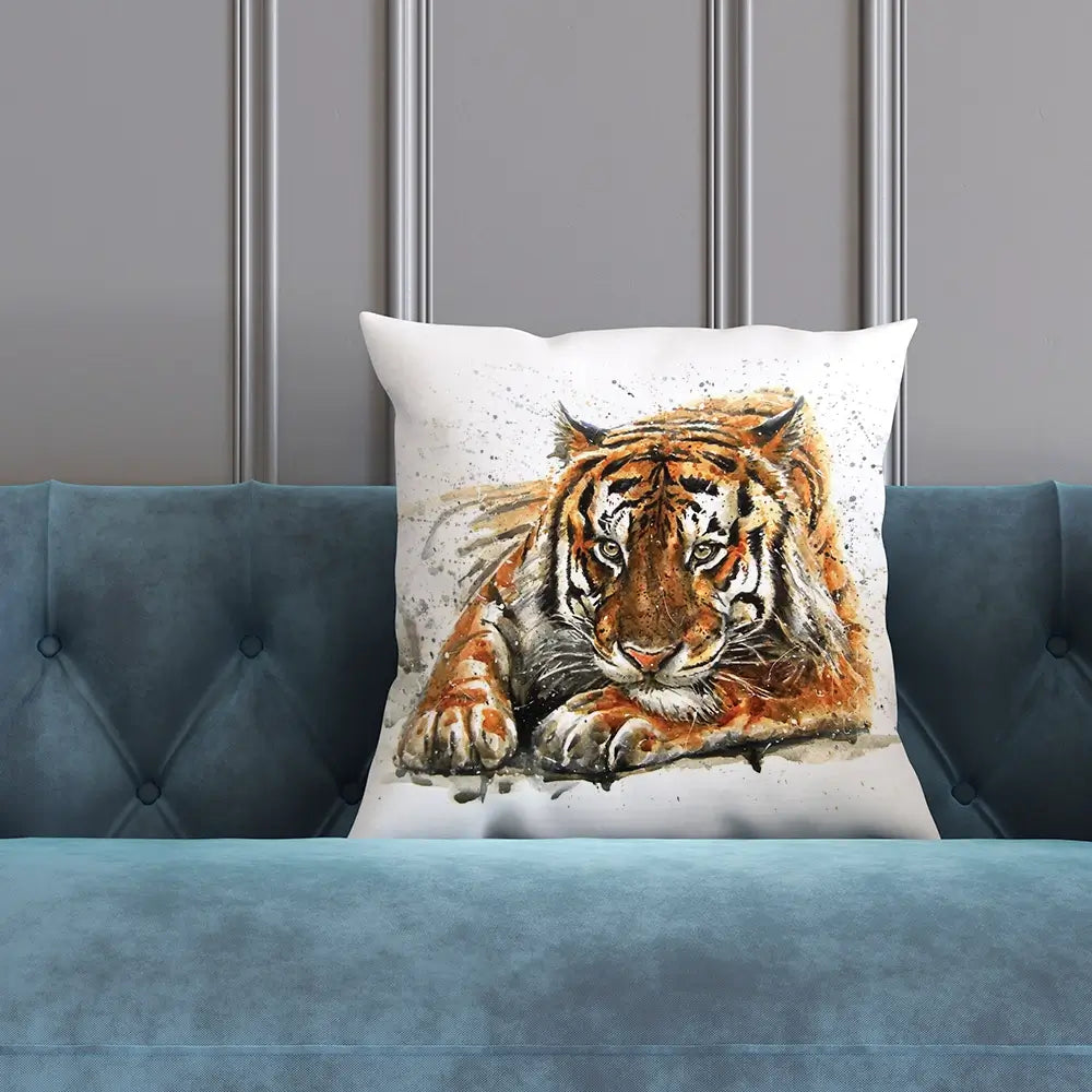 Tiger Paint Splash Cushion Tiger Paint Splash Cushion wall art product Art Print Shop
