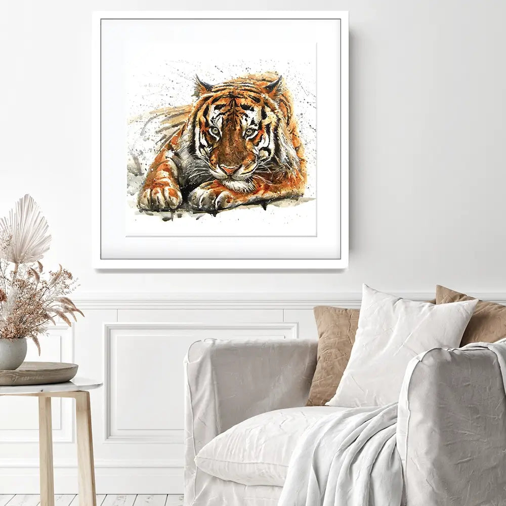 Tiger Paint Splash Square Framed Art Print Tiger Paint Splash Square Framed Art Print wall art product KOSTART / Shutterstock
