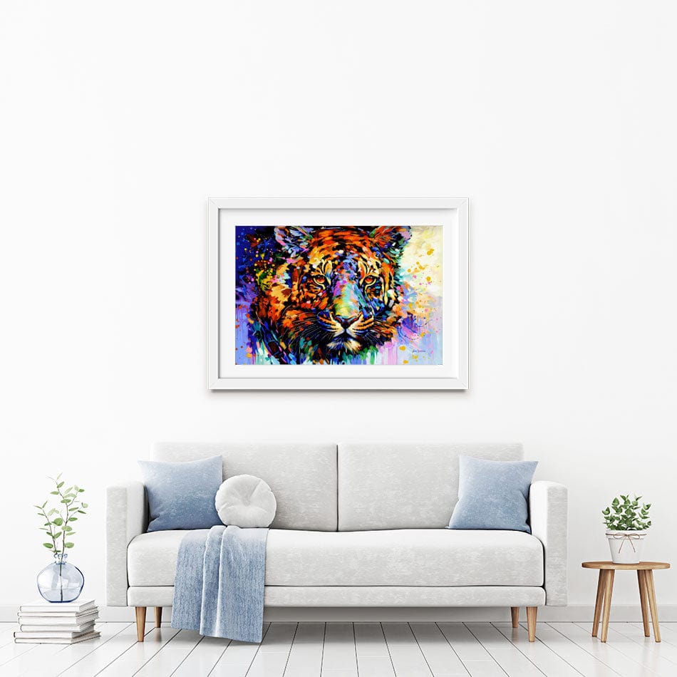 Tiger's Wild Wonder Framed Art Print wall art product Leon Devenice