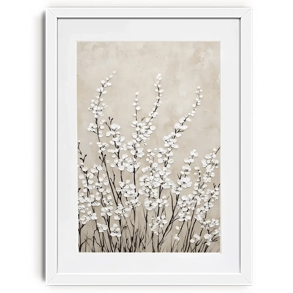 Tiny Ivory Flowers Framed Art Print Tiny Ivory Flowers Framed Art Print wall art product Franklyn Gregory - Independent
