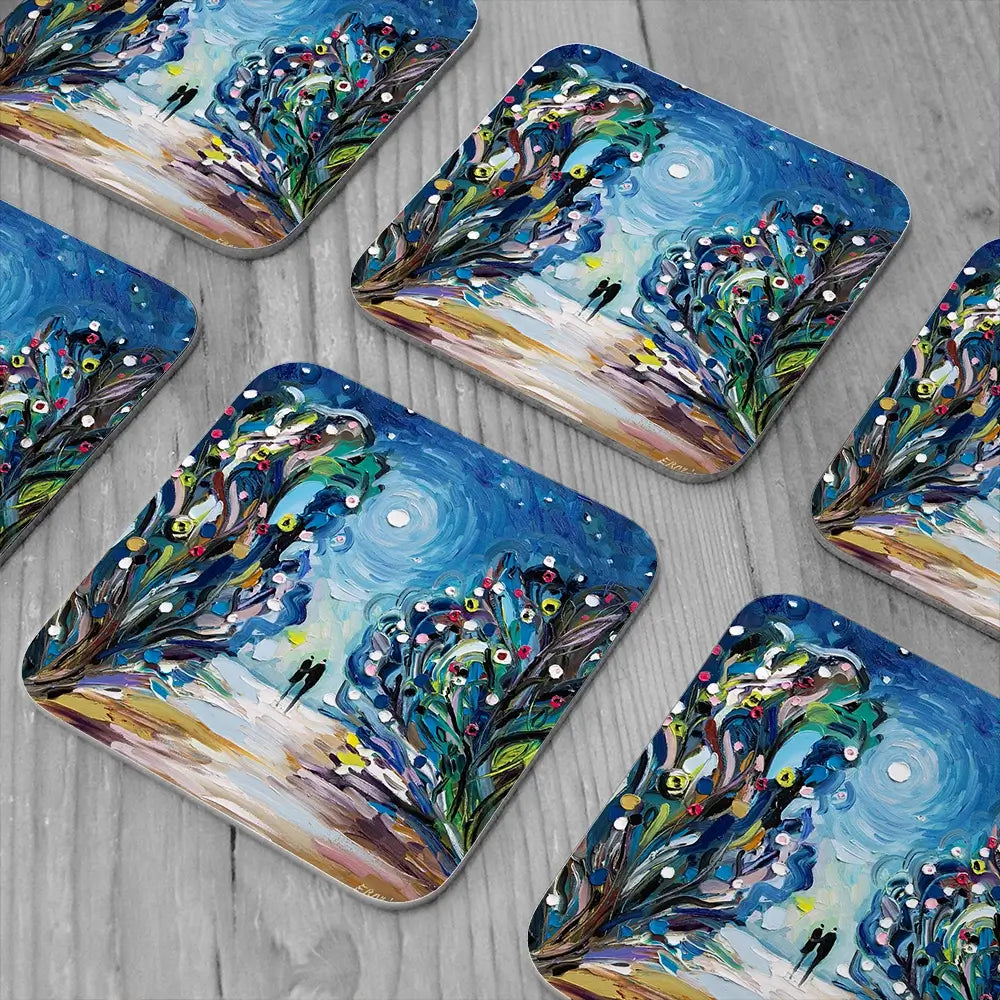 Together Under The Stars Coaster Set Together Under The Stars Coaster Set wall art product Ekaterina Ermilkina