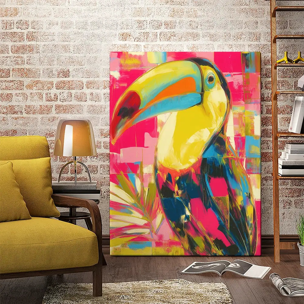 Toucan In Hot Pink Canvas Print Toucan In Hot Pink Canvas Print wall art product Chromatic Storm Studio