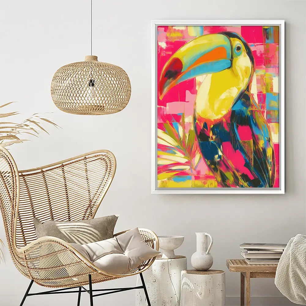Toucan In Hot Pink Canvas Print Toucan In Hot Pink Canvas Print wall art product Chromatic Storm Studio