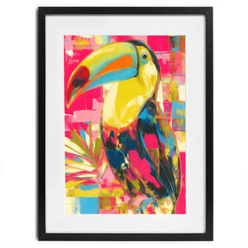 Toucan In Hot Pink Framed Art Print Toucan In Hot Pink Framed Art Print wall art product Chromatic Storm Studio