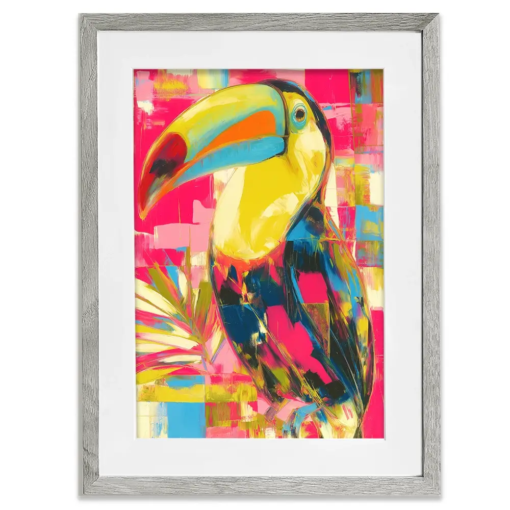 Toucan In Hot Pink Framed Art Print Toucan In Hot Pink Framed Art Print wall art product Chromatic Storm Studio