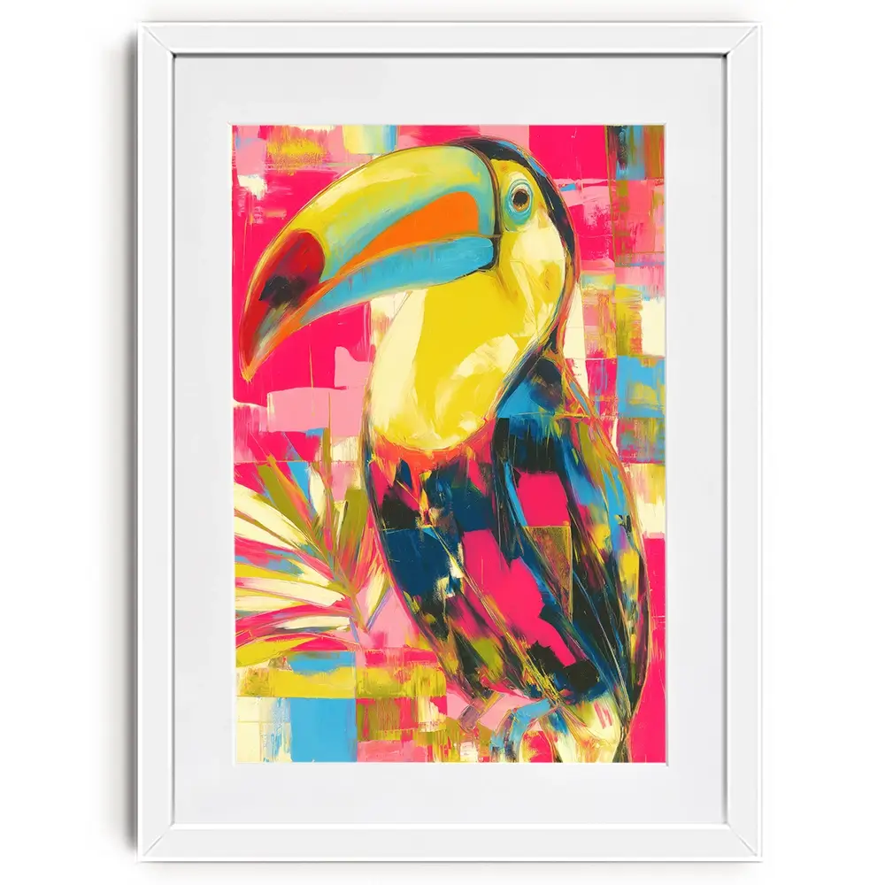 Toucan In Hot Pink Framed Art Print Toucan In Hot Pink Framed Art Print wall art product Chromatic Storm Studio