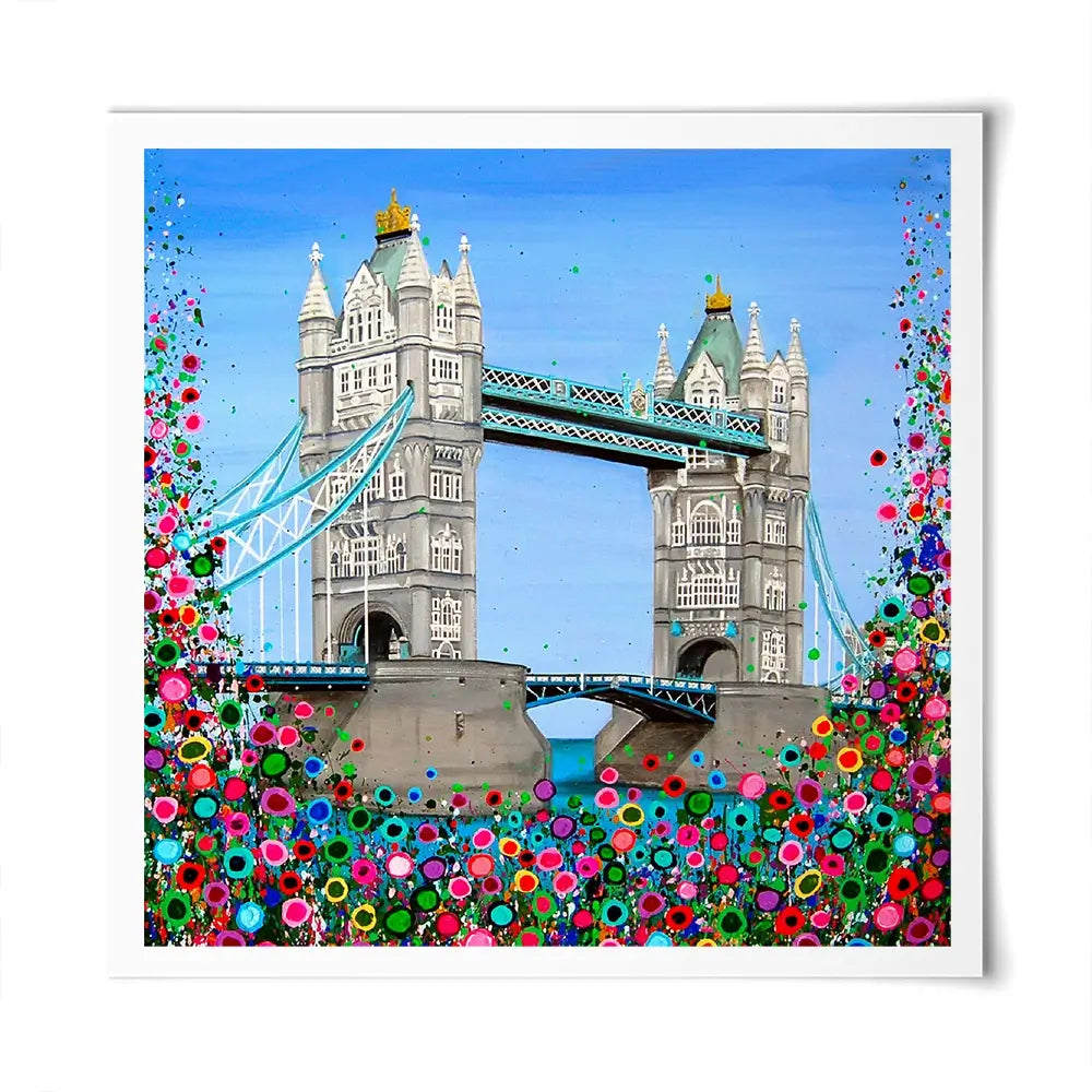 Tower Bridge Floral Square Art Print Tower Bridge Floral Square Art Print wall art product Jo Gough