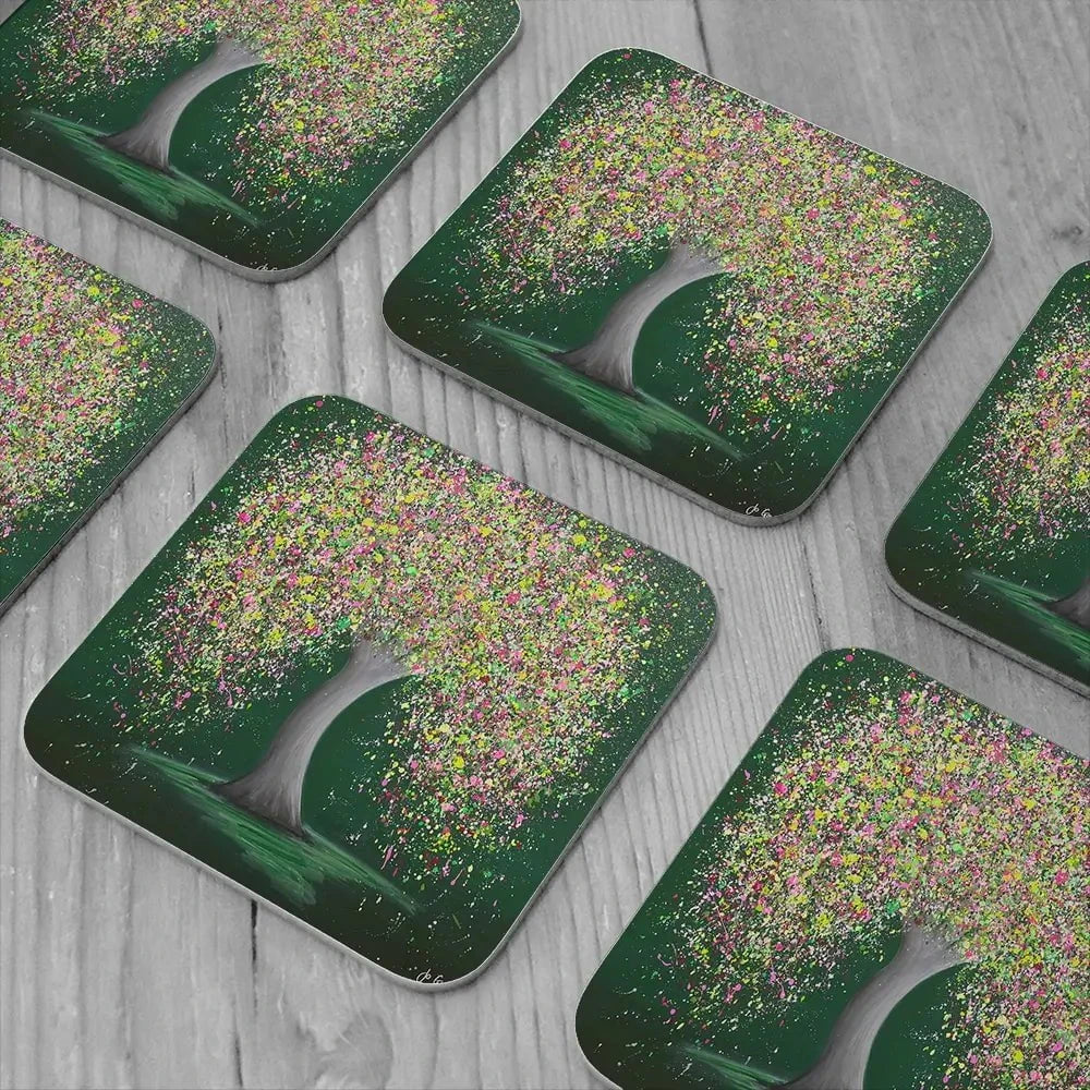Treasured Love Coaster Set Rainbow Soul Tree Coaster Set | Rainbow Soul Tree Art Coasters wall art product Jo Gough