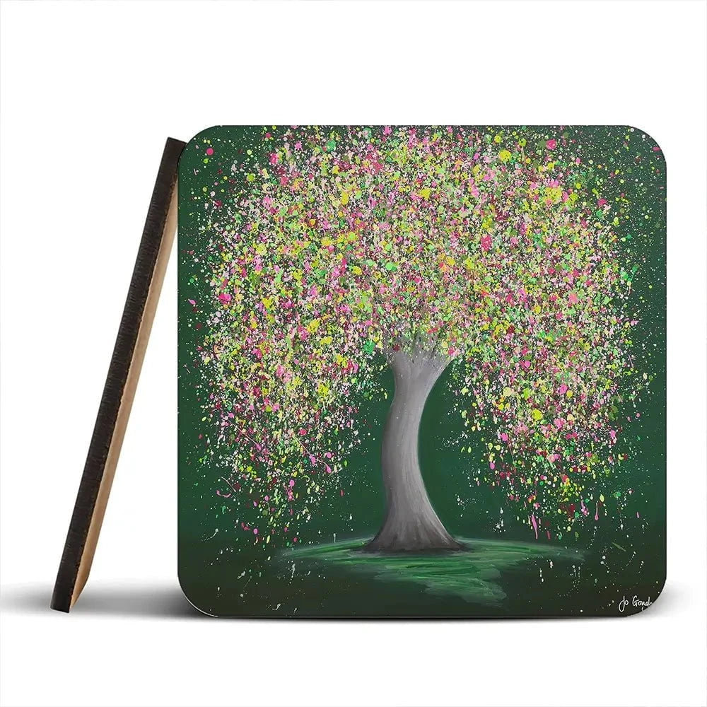 Treasured Love Coaster Set Rainbow Soul Tree Coaster Set | Rainbow Soul Tree Art Coasters wall art product Jo Gough