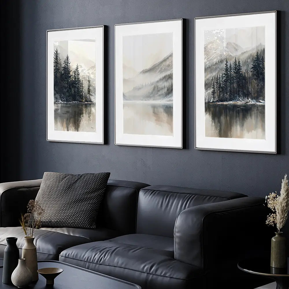 Tree Lake Serenity Framed Art Print Trio Tree Lake Serenity Framed Art Print Trio wall art product IAmHomeStudio