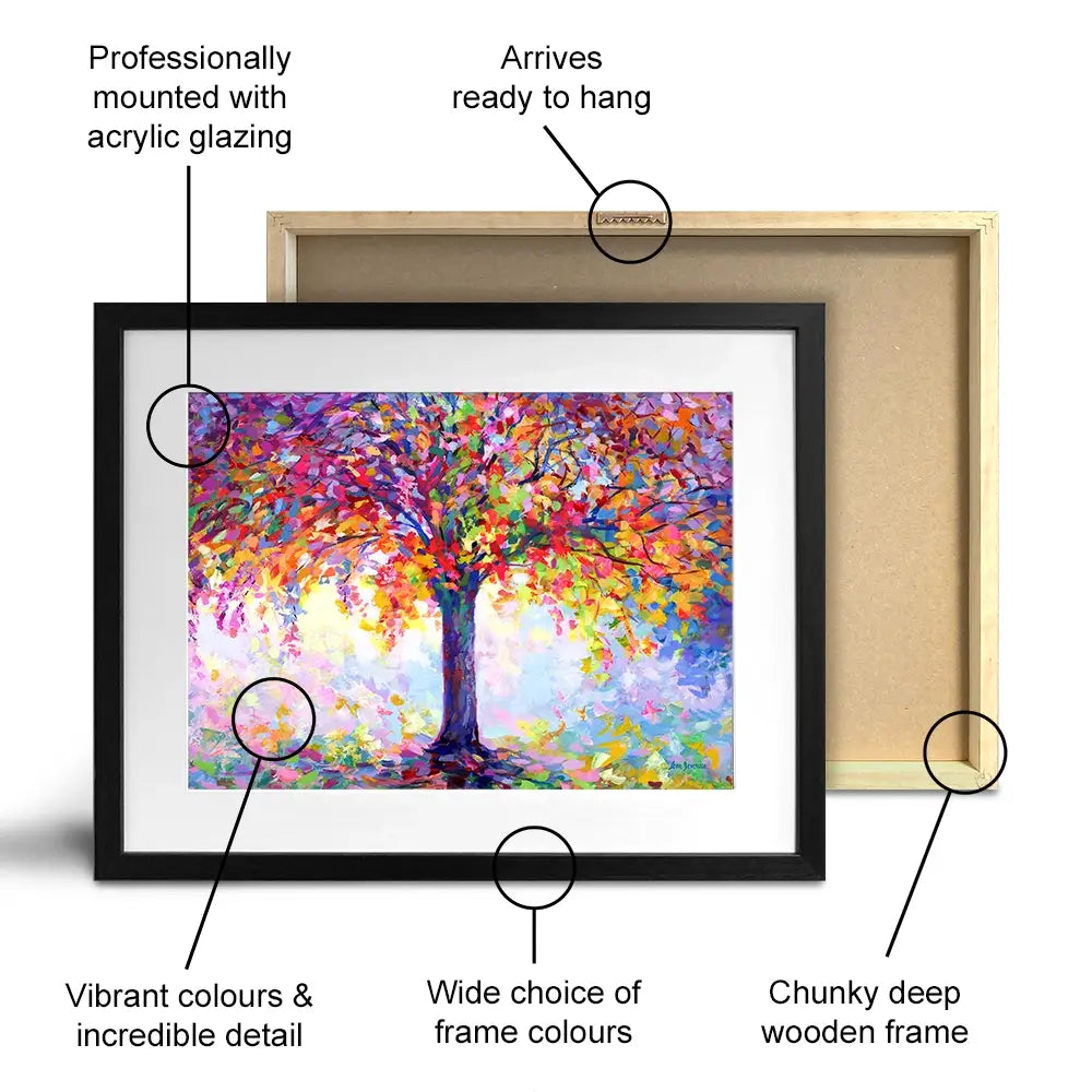 Tree Of Happiness Framed Art Print Tree of Happiness Framed Art Print | Framed Tree Artwork wall art product Leon Devenice