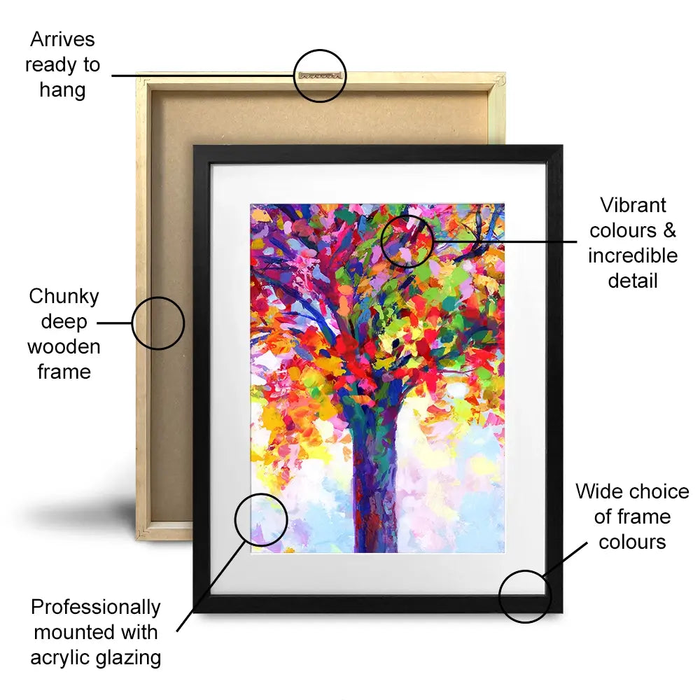 Tree Of Happiness Framed Art Print Trio Tree Of Happiness Framed Art Print Trio | Tree Art Trio | Tree Artwork wall art product Leon Devenice