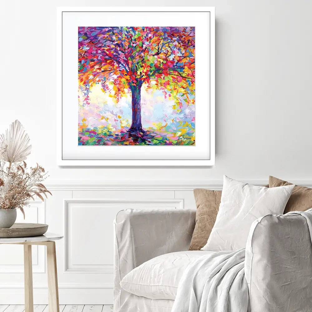 Tree Of Happiness Square Framed Art Print Tree Of Happiness Square Framed Art Print wall art product Leon Devenice