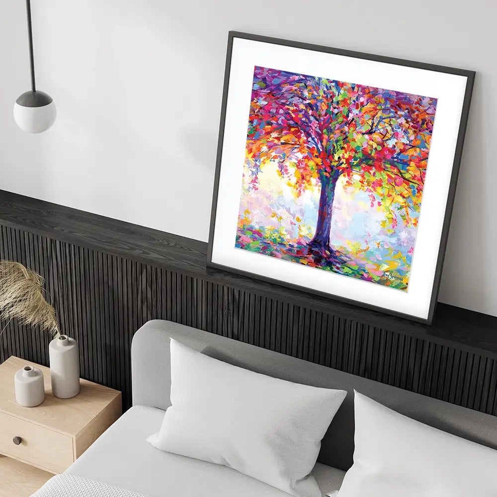 Tree Of Happiness Square Framed Art Print Tree Of Happiness Square Framed Art Print wall art product Leon Devenice
