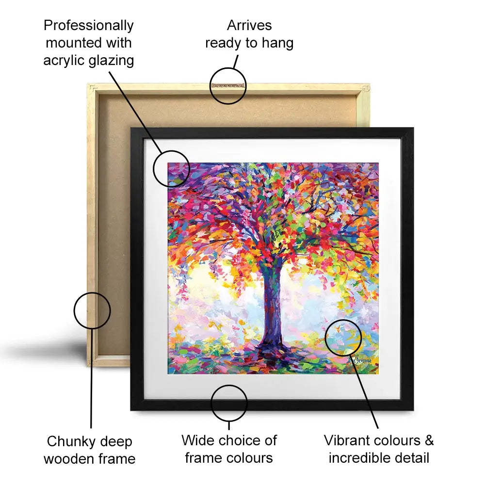 Tree Of Happiness Square Framed Art Print Tree Of Happiness Square Framed Art Print wall art product Leon Devenice